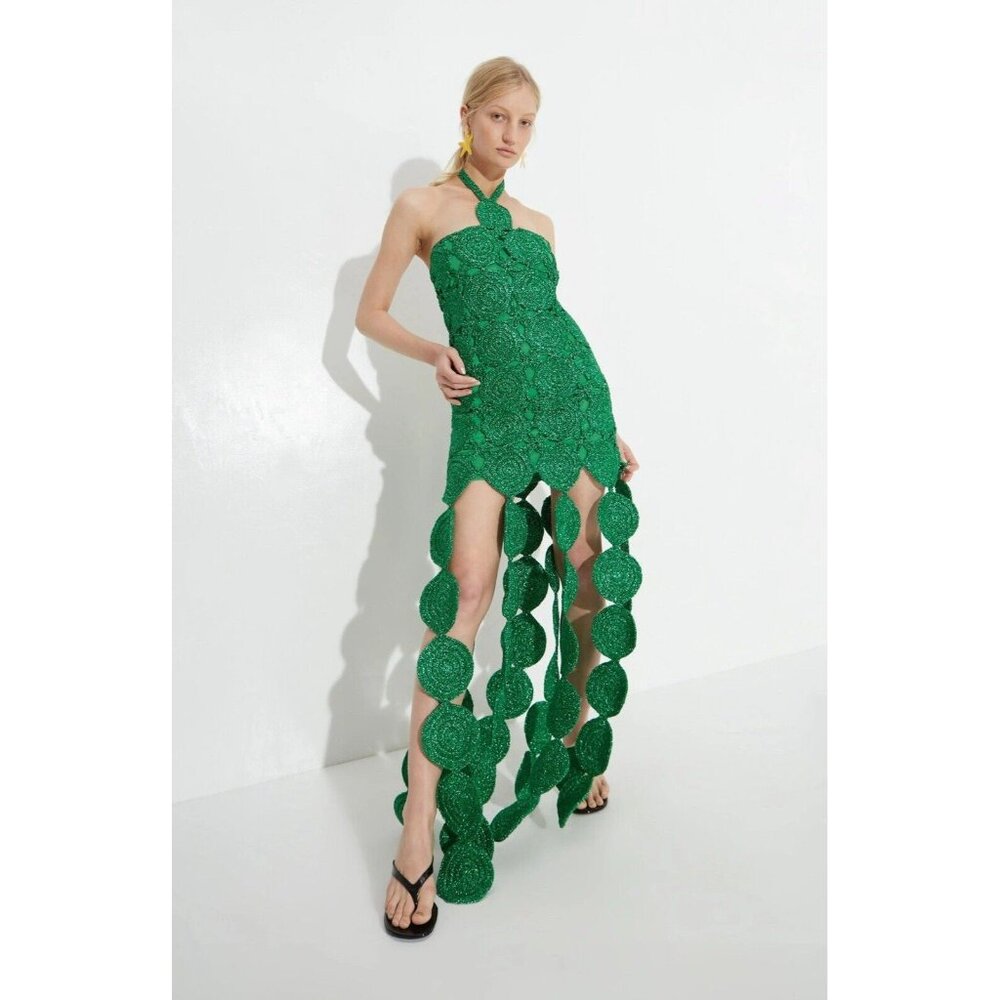 Simon Miller Beep Beep Dress Gummy Green Knit Metallic